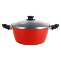 CACEROLA CON TAPA CRISTAL MAGEFESA K2 ROJO 16 ACERO