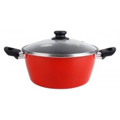 CACEROLA CON TAPA CRISTAL MAGEFESA K2 ROJO 16 ACERO