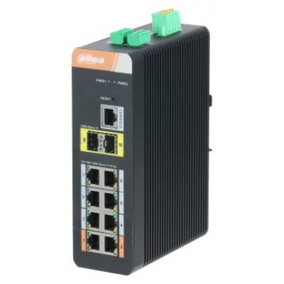 DAHUA - DH-PFS4210-8GT-DP-V2 - SWITCH INDUSTRIAL 8 PUERTOS GIGABIT POE + 2 UPLINK GIGABIT SFP MANEJABLE LAYER2 (Espera 4 dias)