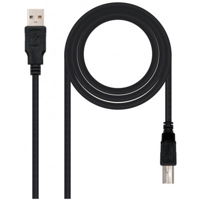 CABLE USB 2.0 IMPRESORA TIPO USB A/M-B/M 3 M NEGRO NANOCABLE (Espera 4 dias)