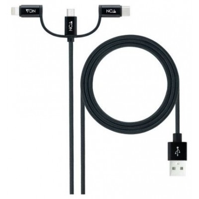 CABLE USB 3 EN 1 USB-A A USB-C/MICRO/LIGHTNING 1 M