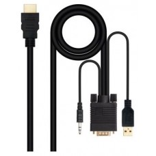 CABLE CONVERSOR HDMI A VGA+JACK3.5+USB-A 1.8 M