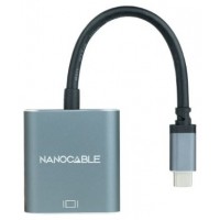 CONVERSOR USB-C A VGA, USB-C/M-VGA/H, ALUMINIO 0.1M GRIS NANOCABLE (Espera 4 dias)
