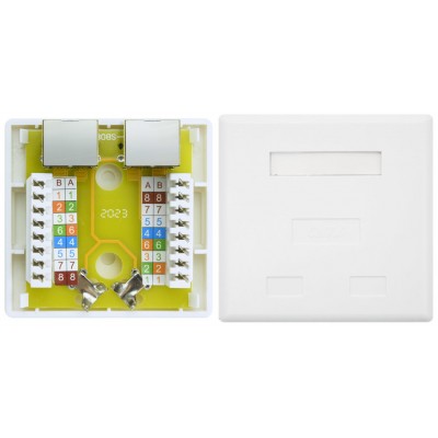 ROSETA DE SUPERFICIE RJ45 CAT.6 FTP 2 BLANCO NANOCABLE (Espera 4 dias)