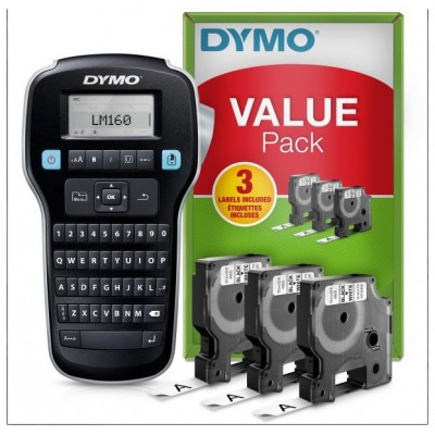 DYMO Rotuladora LABEL MANAGER 160 kit Etiquetadora + 3 rollos de cinta de etiquetas D13 cartuchos de etiquetas D (2181011)