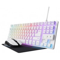 KIT GAMING GXT 794W TECLADO WIRED + RATON WIRELESS + ALFOMBRILLA BLANCO TRUST (Espera 4 dias)