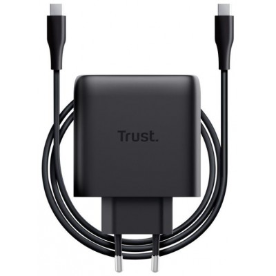 CARGADOR PARED/VIAJE USB-C 65W + CABLE USB-C 2 M MAXO NEGRO TRUST (Espera 4 dias)