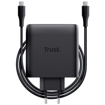 CARGADOR PARED/VIAJE 2xUSB-C 100W MAXO NEGRO TRUST (Espera 4 dias)