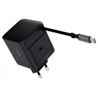 CARGADOR PARED/VIAJE USB-C 65W + CABLE USB-C RETRACTIL MAXO NEGRO TRUST (Espera 4 dias)