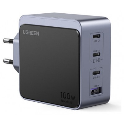 Ugreen Nexode S 100W 4-Port GaN Fast Charger EU gray Ordenador port&aacute;til, Tel&eacute;fono m&oacute;vil, Port&aacute;til, Bater&iacute;a port&aacute;til, Tableta Gris Corriente alterna Interior (Espera 4 dias)