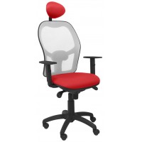 PIQUERAS Y CRESPO Silla Jorquera malla gris asiento bali rojo con cabecero fijo