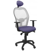 PIQUERAS Y CRESPO Silla Jorquera malla gris asiento bali azul claro con cabecero fijo
