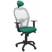 PIQUERAS Y CRESPO Silla Jorquera malla gris asiento bali verde esmeralda con cabecero fijo