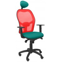 PIQUERAS Y CRESPO Silla Jorquera malla roja asiento bali turquesa con cabecero fijo