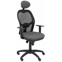 PIQUERAS Y CRESPO Silla Jorquera malla negra asiento bali gris oscuro con cabecero fijo
