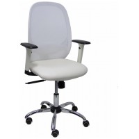 PIQUERAS Y CRESPO Silla Cilanco blanca malla blanca asto similpiel blanco brazo reg. base crom RP
