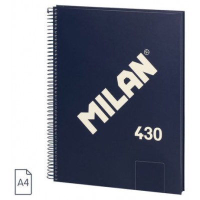 CUADERNO A4 CON ESPIRAL Y TAPA DURA, 80 HOJAS BLANCAS DE 95 GR/M, COLECCIÓN 430 SINCE 1918, AZUL MILAN 57141E80B (Espera 4 dias)