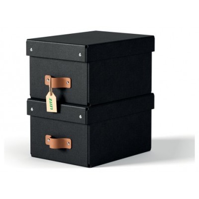 PACK 2 CAJAS DE ALMACENAMIENTO CART&Oacute;N PEQUE&Ntilde;A COLOR NEGRO LEITZ 61470095 (Espera 4 dias)