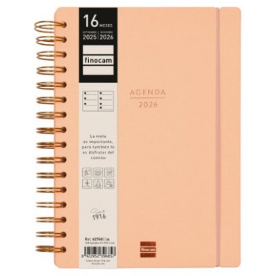AGENDA 16 MESES SEPTIEMBRE 2025-DICIEMBRE 2026 HAIKU E10-155X212 SEMANA VISTA HORIZONTAL CORAL+ FINOCAM 627400326 (Espera 4 dias)