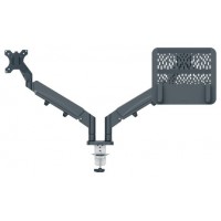 BRAZO DUAL PARA MONITOR Y PORT&Aacute;TIL ERGO SPACESAVING COLOR  GRIS OSCURO LEITZ 65380089 (Espera 4 dias)