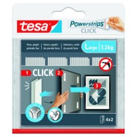 BLISTER TIRAS ADHESIVAS CUELGA OBJETOS POWERSTRIPS CLIK 7,2KG  4 PARES 85X20MM "L" TESA 77722-00001-00 (Espera 4 dias)