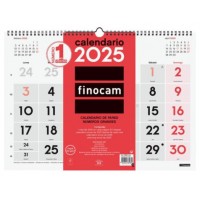 CALENDARIO 2025 NEUTRO PARED NUMEROS GRANDES L 430X310MM FINOCAM 780010025 (Espera 4 dias)