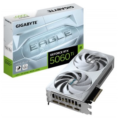 GIGABYTE GeForce RTX 5060 Ti EAGLE OC ICE 8G Tarjeta Gráfica – 8 GB GDDR7, 128 bits, PCI-E 5.0, 2617 MHz Frecuencia del núcleo, 3 x DisplayPort, 1 x HDMI, GV-N506TEAGLEOC ICE-8GD (Espera 4 dias)