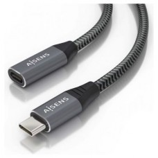 AISENS - CABLE USB 3.2 GEN2x2 ALUMINIO 20GBPS 8K@30HZ 5A 100W, TIPO USB-C/M-USB-C/H, GRIS, 1.5M