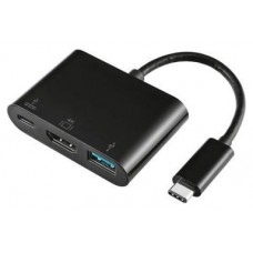 AISENS - CONVERSOR USB-C A HDMI/USB-C/TIPO A USB 3.0, 3 EN 1, NEGRO, 15 CM