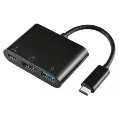AISENS - CONVERSOR USB-C A HDMI/USB-C/TIPO A USB 3.0, 3 EN 1, NEGRO, 15 CM