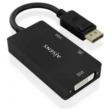 AISENS - CONVERSOR DISPLAYPORT V1.2 A VGA/DVI/HDMI, DP 1.2/M-VGA/H-DVI/H-HDMI/H 4K, NEGRO, 15CM