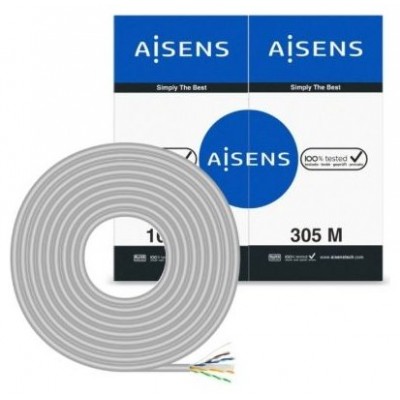 AISENS - Cable de Red RJ45 CAT.6 UTP RIGIDO AWG23 CCA (ALEACION), GRIS, 305M