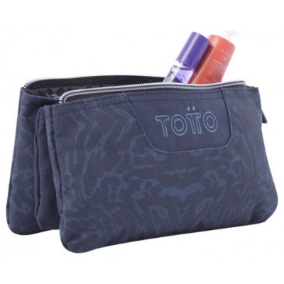 ESTUCHE ESCOLAR TRES COMPARTIMENTOS AZUL Y NEGRO GEOMETRIC - TABLERO TOTTO AC52ECO012-2210Z-3JG (Espera 4 dias)