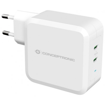 CARGADOR DE PARED QUICK CHARGE PD 2 PUERTOS USB-C