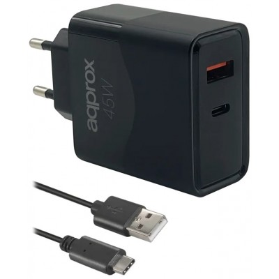 APPROX CARGADOR 45W QC 1 X USB A+ 1 X USB C+CABLE