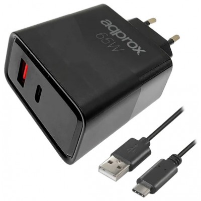 APPROX CARGADOR 65W QC 1 X USB A+ 1 X USB C+CABLE