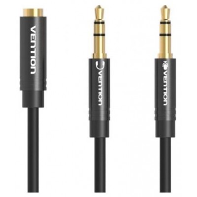 CABLE AUDIO ESTEREO 2xJACK 3.5/M JACK 3.5/H 0.30 M NEGRO VENTION (Espera 4 dias)