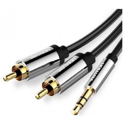 CABLE AUDIO ESTEREO JACK 3.5/M 2xRCA/M 5 M NEGRO VENTION (Espera 4 dias)