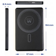 EWENT POWERBANK ULTRASLIM MAGSAFE® 5000MAH  PD 20W, 1X USB-C (IN/OUT), 1X USB-A PORT, 104X67X8’55MM, 112GR, BLACK (Espera 4 dias)