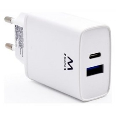 CARGADOR MOVIL EWENT CARGA RAPIDA PUERTOS USB-C Y USB-A 20W BLANCO