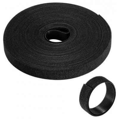 EWENT ROLLO DE BRIDA NYLON HOOP -LOOP REUTILIZABLE TIPO VELCRO 15MM X 10M, 97-15MM, NEGRO (Espera 4 dias)