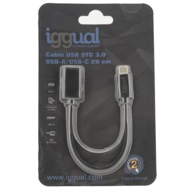 iggual Cable USB OTG 3.0 USB-A/USB-C 20 cm negro