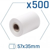 Pack 500 rollos papel térmico datáfono 57x35 mm