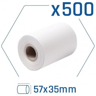 Pack 500 rollos papel térmico datáfono 57x35 mm