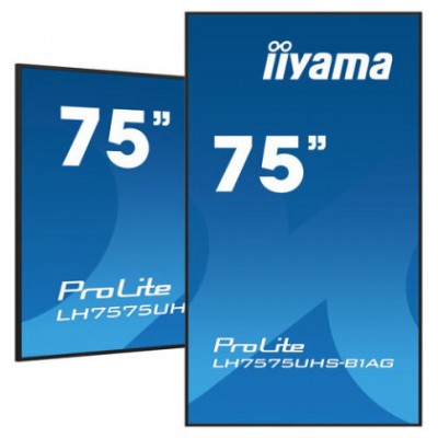 MONITOR IIYAMA 75" (LH7575UHS-B1AG) 3840X2160 / 4K UHD / 24/7 / 500 CD/M / 8MS / DP / 3XHDMI / MICRO SD SLOT /  E-SHARE /IISIGNAGE 2  / RJ45 / SDM SLOT PC / ANDROID 11.0 (Espera 4 dias)