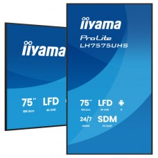 MONITOR IIYAMA 75" (LH7575UHS-B2AG) 3840X2160 / 4K UHD / 24/7 / 500 CD/M / 8MS / DP / 3XHDMI / MICRO SD SLOT /  E-SHARE /IISIGNAGE 2  / RJ45 / SDM SLOT PC / ANDROID 11.0 (Espera 4 dias)