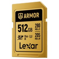 LEXAR 512GB PROFESSIONAL ARMOR GOLD SDXC UHS-II CARDS,  UP TO 280MB/S READ 210MB/S WRITE C10 V60 U3,STAINLESS STEEL CASING, IP68 (Espera 4 dias)