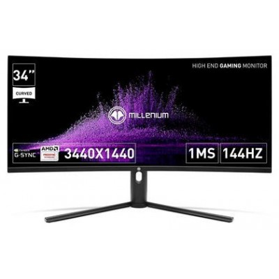 MONITOR GAM MILLENIUM 34" CURVO FHD,IPS, 144hz,3440x1440,1ms,HDMI,Display Port,21:9, BLACK (Espera 4 dias)