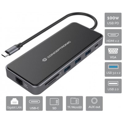 Docking Usb-c Conceptronic Donn15g 2xhdmi 1xvga