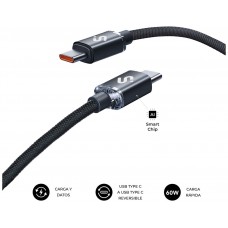 CABLE OPTIMUS 60W USB-C/USB-C 2 M NEGRO SUBBLIM (Espera 4 dias)